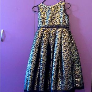Dark blue golden ruffled dress